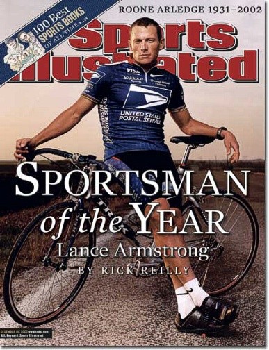 Biểu tượng Lance Amstrong - Trong giai đoạn 1999-2005 đó, Amstrong trở thành một thương hiệu không thua kém gì Air Jordan của Michael Jordan. 2 năm trước khi vô địch Tour de France lần đầu, Amstrong đã lập ra quỹ Livestrong Foundation để trợ giúp những người mắc ung thư hoặc những gia đình bị ảnh hưởng bởi căn bệnh. Năm 2002, Amstrong lên bìa tạp chí Sports Illlustrated với tư cách VĐV của năm, tay đua xe đạp duy nhất trong lịch sử có vinh dự này. Amstrong còn xuất hiện trong phim và có hẹn hò với ca sĩ Sheryl Crow.